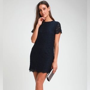 Lulu’s Navy Lace Short Sleeve Dress